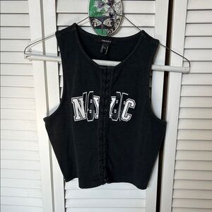 Forever 21 Black Graphic Crop Top